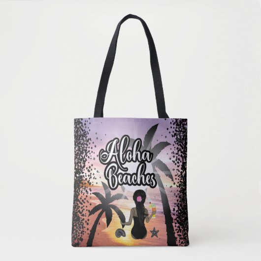 Aloha stranden zon en strand gepersonaliseerd tote bag (Voorkant)