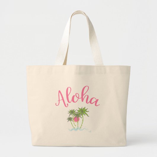 Aloha strandt Hawaiian Style Summer Grote Tote Bag (Voorkant)