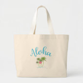 Aloha strandt Hawaiian Style Summer Grote Tote Bag (Voorkant)