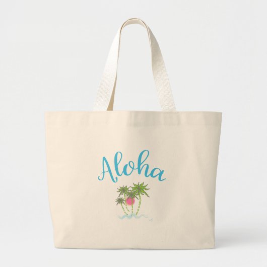 Aloha strandt Hawaiian Style Summer Grote Tote Bag (Voorkant)
