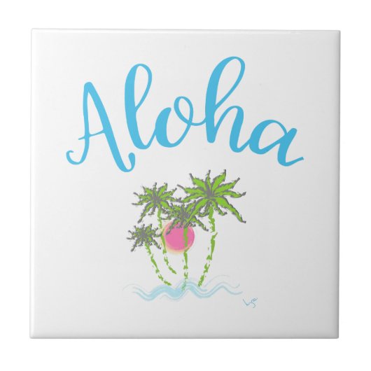 Aloha strandt Hawaiian Style Summer Tegeltje (Voorkant)