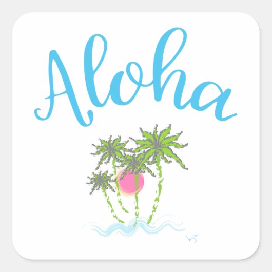 Aloha strandt Hawaiian Style Summer Vierkante Sticker (Voorkant)
