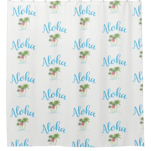 Aloha strandt Hawaiian Style Summer White Douchegordijn (Voorkant)