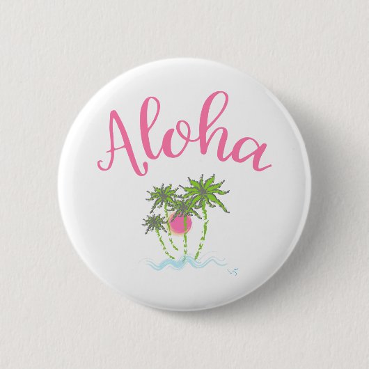 Aloha strandt Hawaiian Style Summera Ronde Button 5,7 Cm (Voorkant)