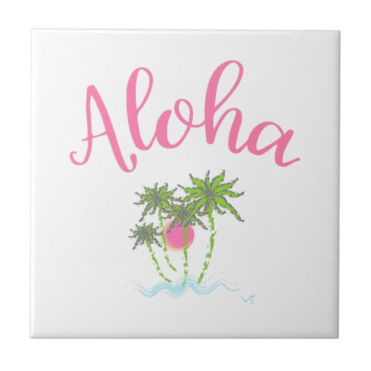 Aloha strandt Hawaiian Style Summera Tegeltje (Voorkant)