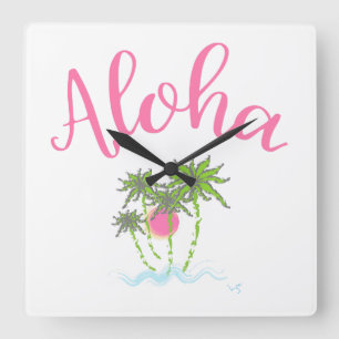 Aloha strandt Hawaiian Style Summera Vierkante Klok