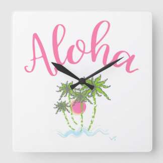 Aloha strandt Hawaiian Style Summera Vierkante Klok