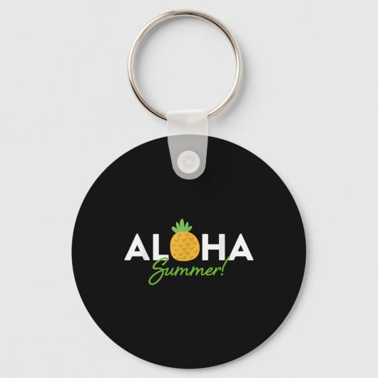 Aloha Summer _ Ananasliefhebber Schattige Funny Ho Sleutelhanger (Voorkant)