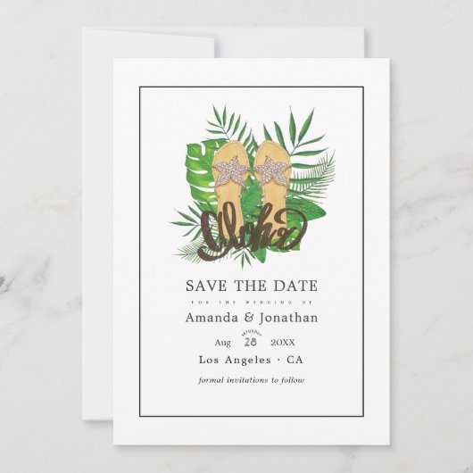 Aloha Summer Beach Wedding Save the Date (Voorkant)