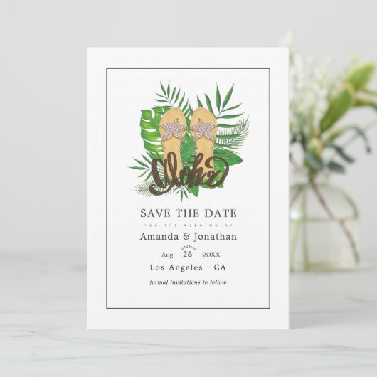 Aloha Summer Beach Wedding Save the Date (Staand voorkant)