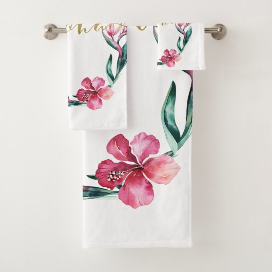 Aloha Summer Floral Hibiscus Flower Wreater Bad Handdoek (Insitu)
