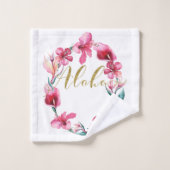 Aloha Summer Floral Hibiscus Flower Wreater Bad Handdoek (Wasdoekje)