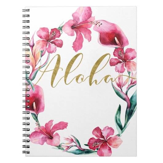 Aloha Summer Floral Hibiscus Flower Wreater Notitieboek (Voorkant)