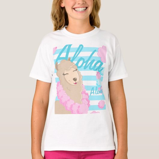 Aloha Summer Hawaii Llama T-shirt (Voorkant)