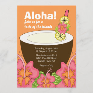 Aloha Summer Party Luau Uitnodiging