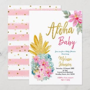 Aloha Summer Pineapple baby shower Kaart