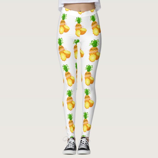Aloha Summer Pineapple_ Hawaiiaanse eilanden Leggings (Voorkant)