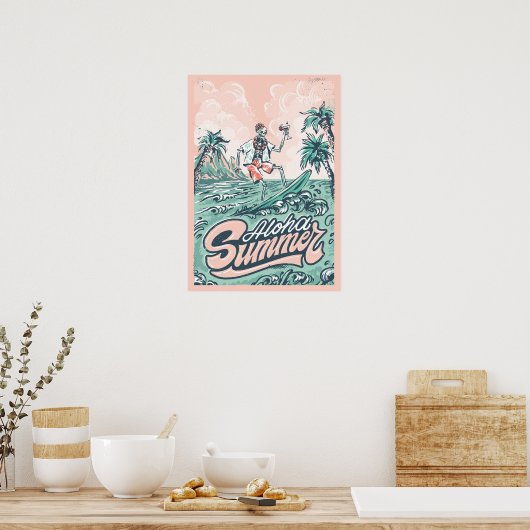 Aloha Summer Surfing Poster (Keuken)