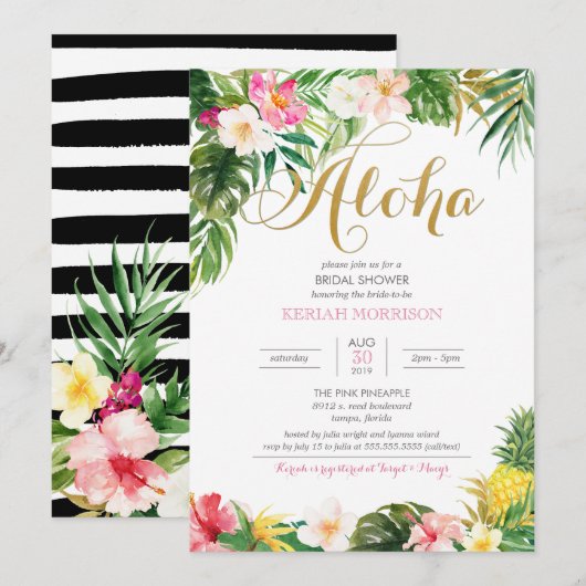 Aloha Summer Tropical of Luau Vrijgezellenfeest Kaart (Voorkant / Achterkant)