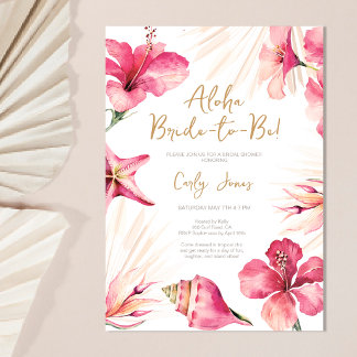 Aloha Summer Tropical Pink Bridal Shower Kaart