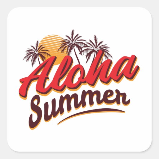 Aloha Summer Vierkante Sticker (Voorkant)