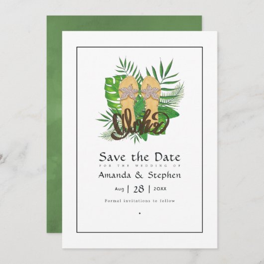 Aloha Summerstrand Bruiloft Save The Date (Voorkant / Achterkant)