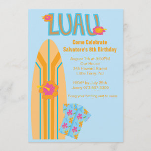 Aloha Surf Board Birthday Uitnodiging