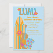 Aloha Surf Board Hawaiian Birthday Uitnodiging (Voorkant)