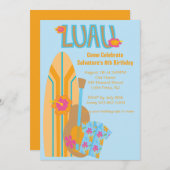 Aloha Surf Board Hawaiian Birthday Uitnodiging (Voorkant / Achterkant)
