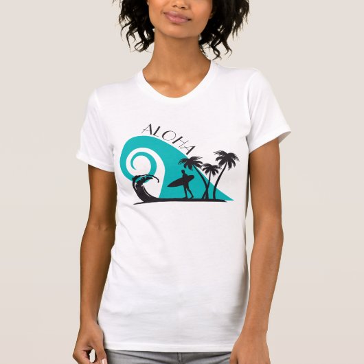 Aloha Surf en Palm Trees Modern T-shirt (Voorkant)