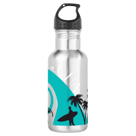 Aloha Surf en Palm Trees Waterfles (Voorkant)