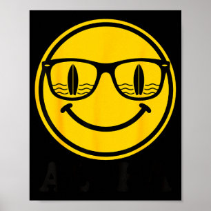 Aloha surf glimlach zonnebril surfplank reflectie poster