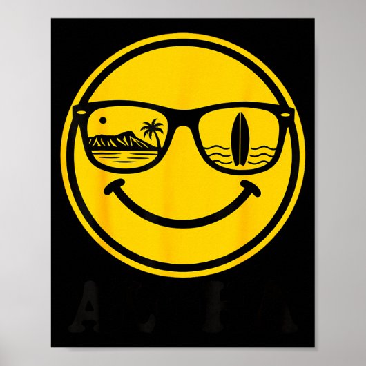 Aloha surf glimlach zonnebril surfplank reflectie poster (Voorkant)