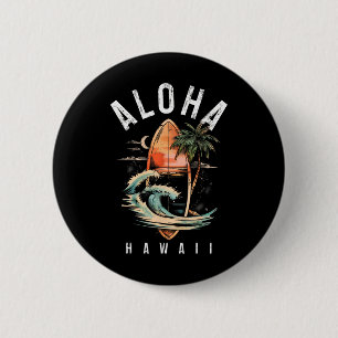 Aloha Surf Hawaiaans Vintage Surfen Surfer Hawaï Ronde Button 5,7 Cm