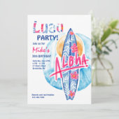 Aloha Surfboard Uitnodiging (Staand voorkant)