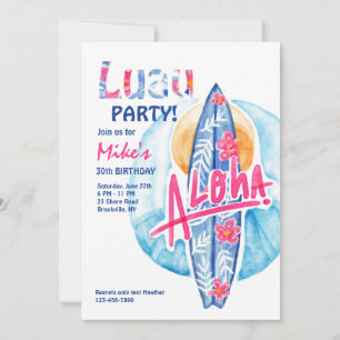 Aloha Surfboard Uitnodiging