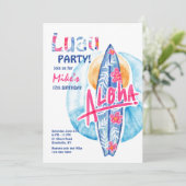 Aloha Surfboard Uitnodiging (Staand voorkant)