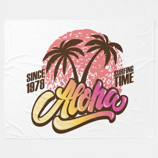 Aloha surfen tijd fleece deken (Voorkant (Horizontaal))