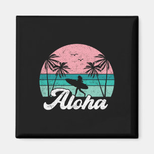 Aloha Surfer Girl Hawaï Vintage Hawaïaans Surfen Magneet