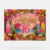 Aloha Sweet 16 Verjaardag Bord (Voorkant)
