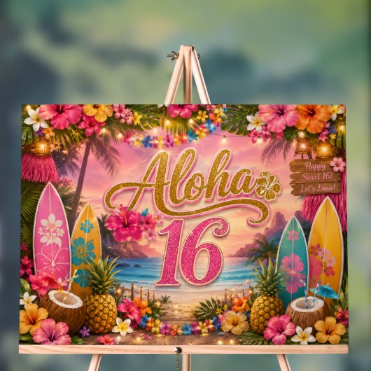 Aloha Sweet 16 Verjaardag Bord (Neutraal)