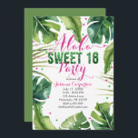 ALOHA SWEET 16 Zestien tropische bladeren roze gro Kaart<br><div class="desc">ALOHA SWEET 16 Zestien tropische bladeren roze groene uitnodigingen.</div>