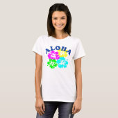 Aloha T-Shirt Colorful Hawaiian Flowers (Voorkant volledig)