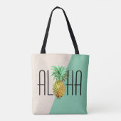 Aloha tekst met ananas tropische geometrische rug tote bag (Achterkant)