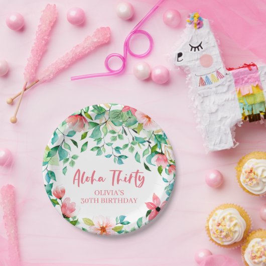 Aloha Thirty Tropical Luau Birthday Papieren Bordje (Feest)