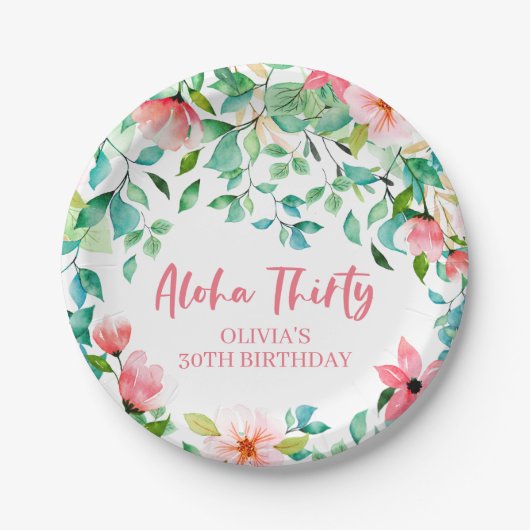 Aloha Thirty Tropical Luau Birthday Papieren Bordje (Voorkant)