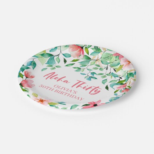 Aloha Thirty Tropical Luau Birthday Papieren Bordje (Gekanteld)