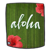 Aloha Ti Leaf Hibiscus Kalligrafie Hawaii Groen Rugtassen (Verwijderbaar gezicht)