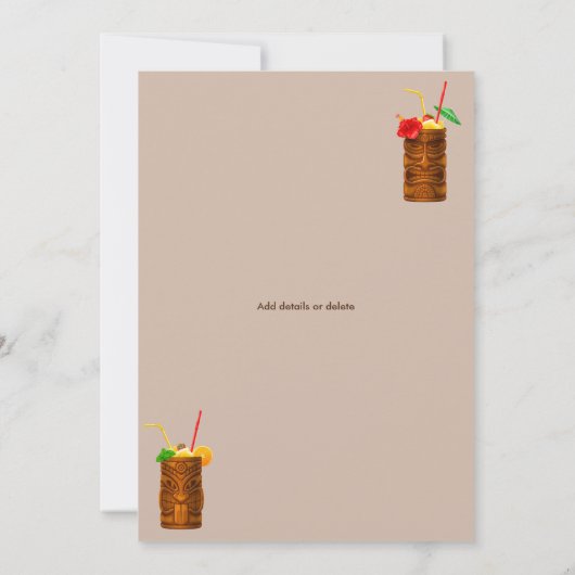 Aloha TIKI AFSTUDEREN Tropical Luau Hawaiian Party Kaart (Achterkant)