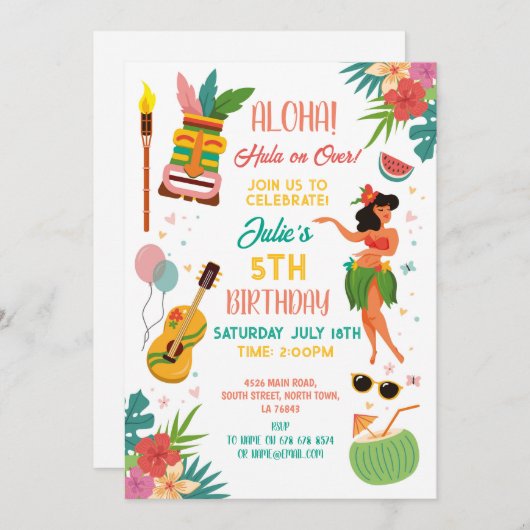 Aloha Tiki Feest Verjaardag Lei Aloha Kaart (Voorkant / Achterkant)